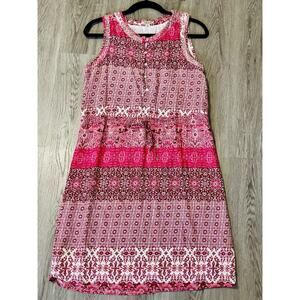 Lucky Brand Pink Paisley Abstract Midi Dress Festival Prairie Boho Cottagecore S
